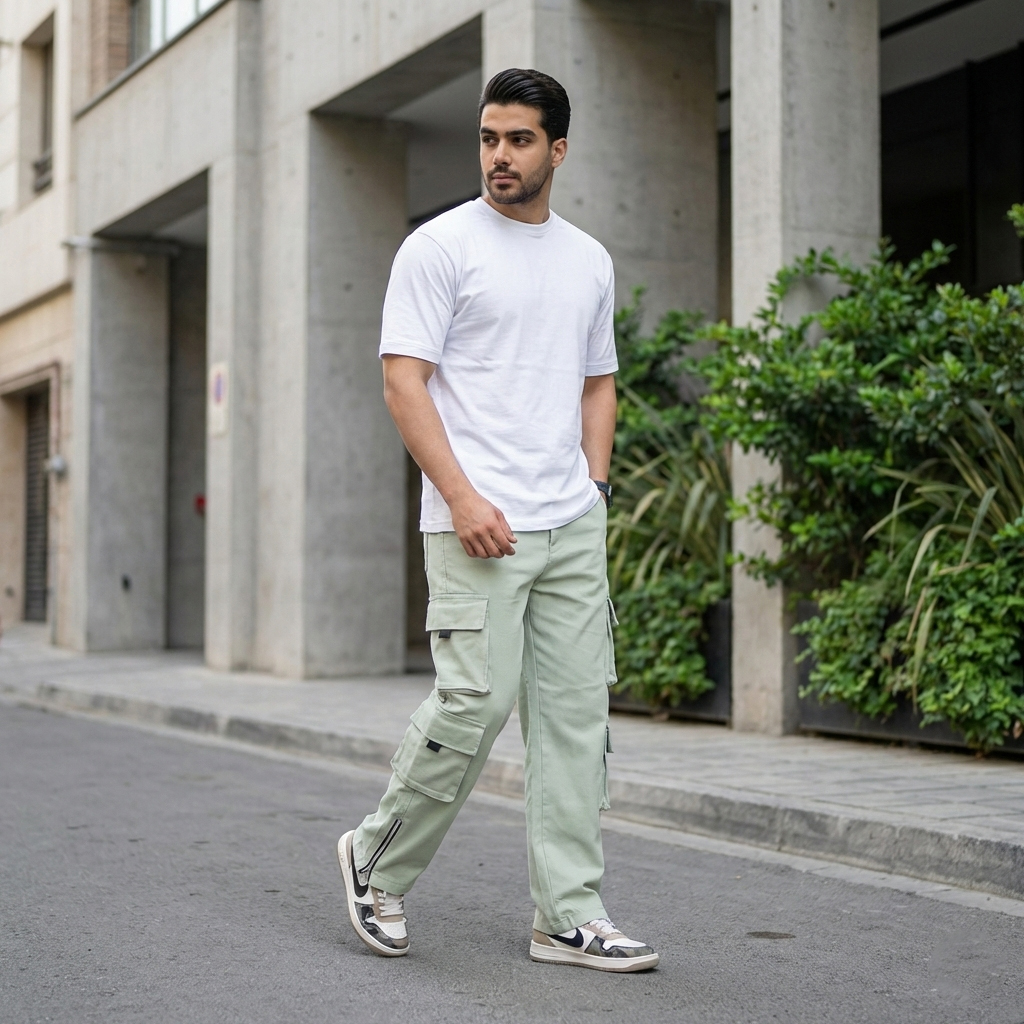 شلوار مردانه شش جیب پایین زیپ مدل Hesam-سبز